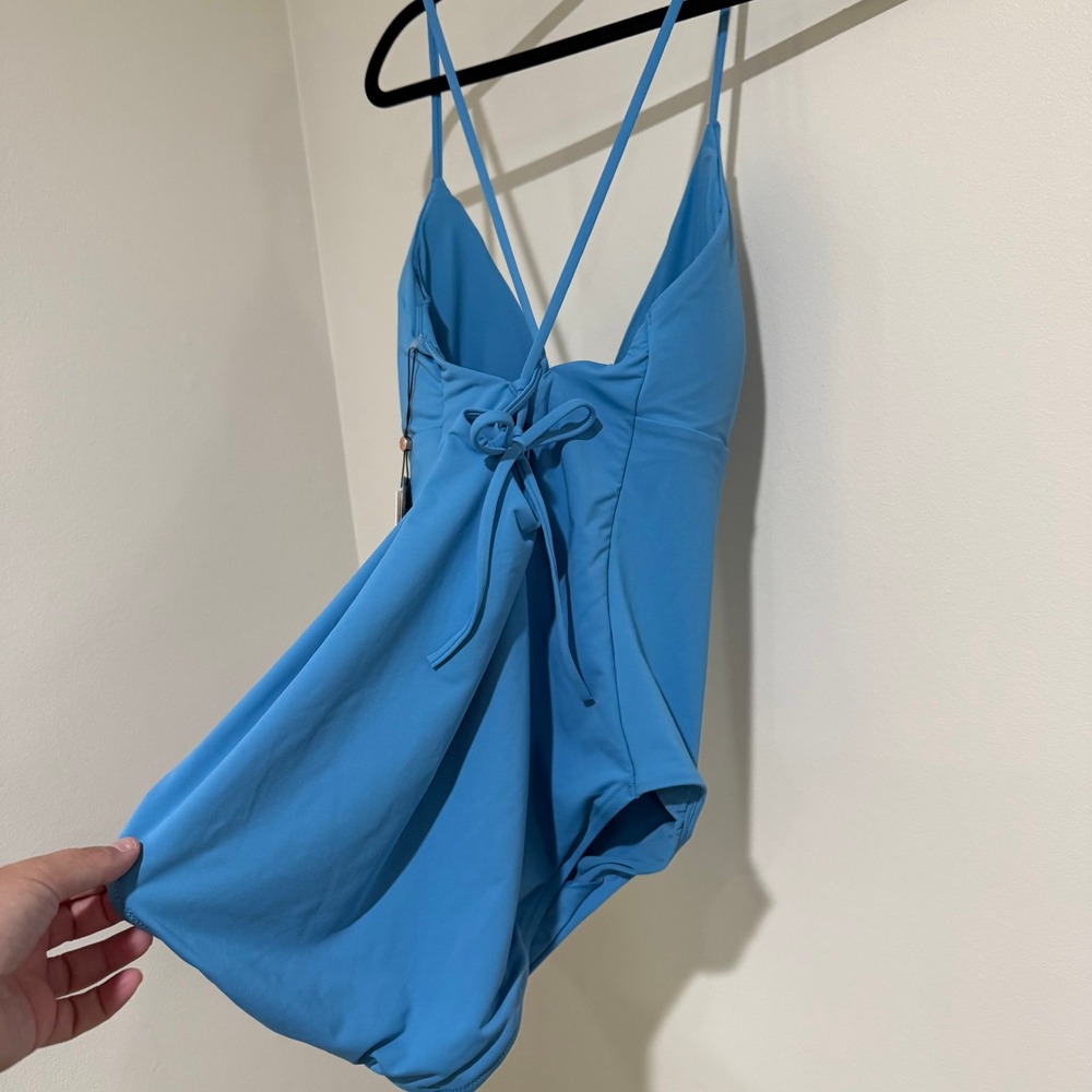 CALIA Women's Swim Triangle Strappy Back One Piece 14 Tranquil Blue MSRP $88 - Picture 9 of 9